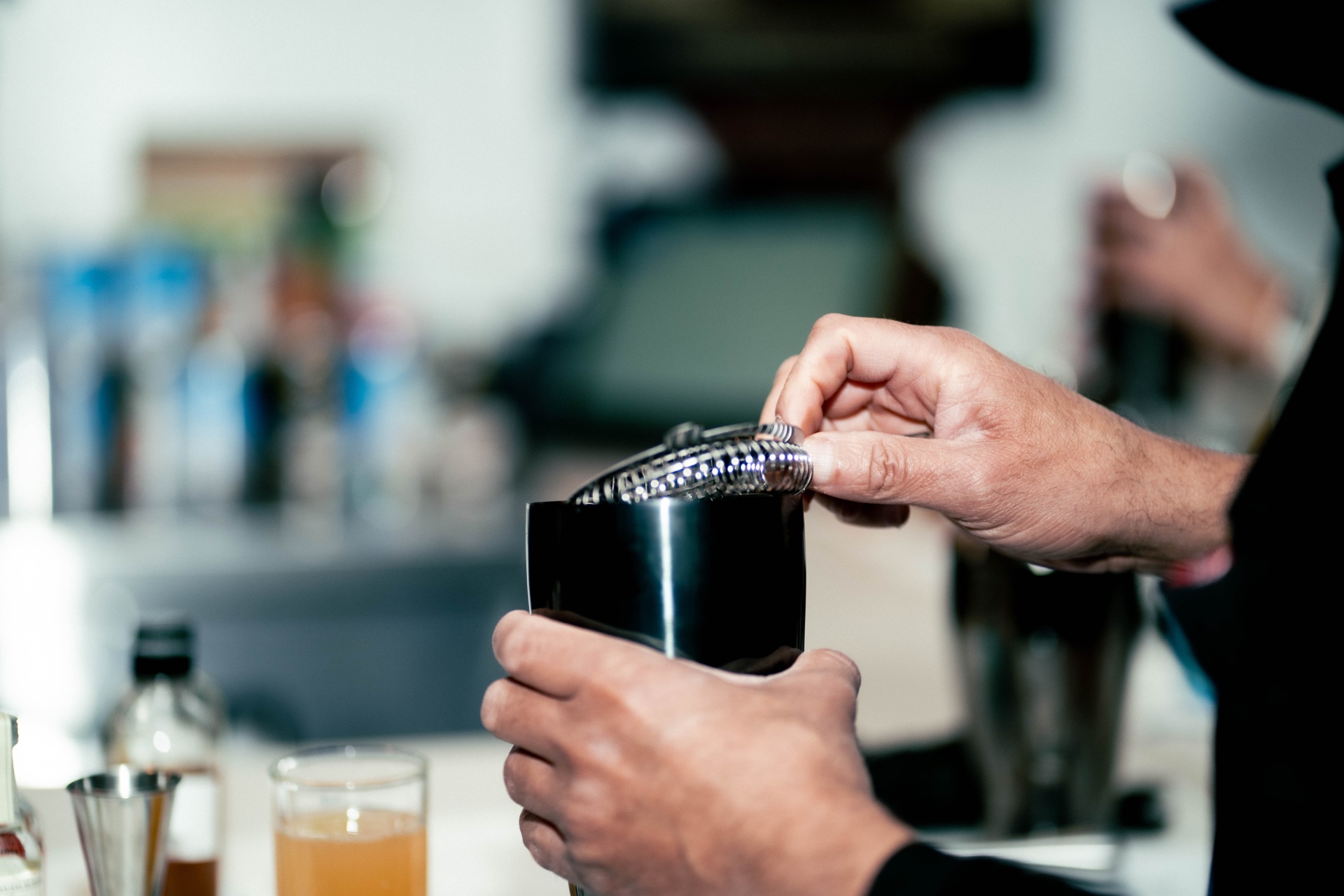 Shaker detail, hands at work