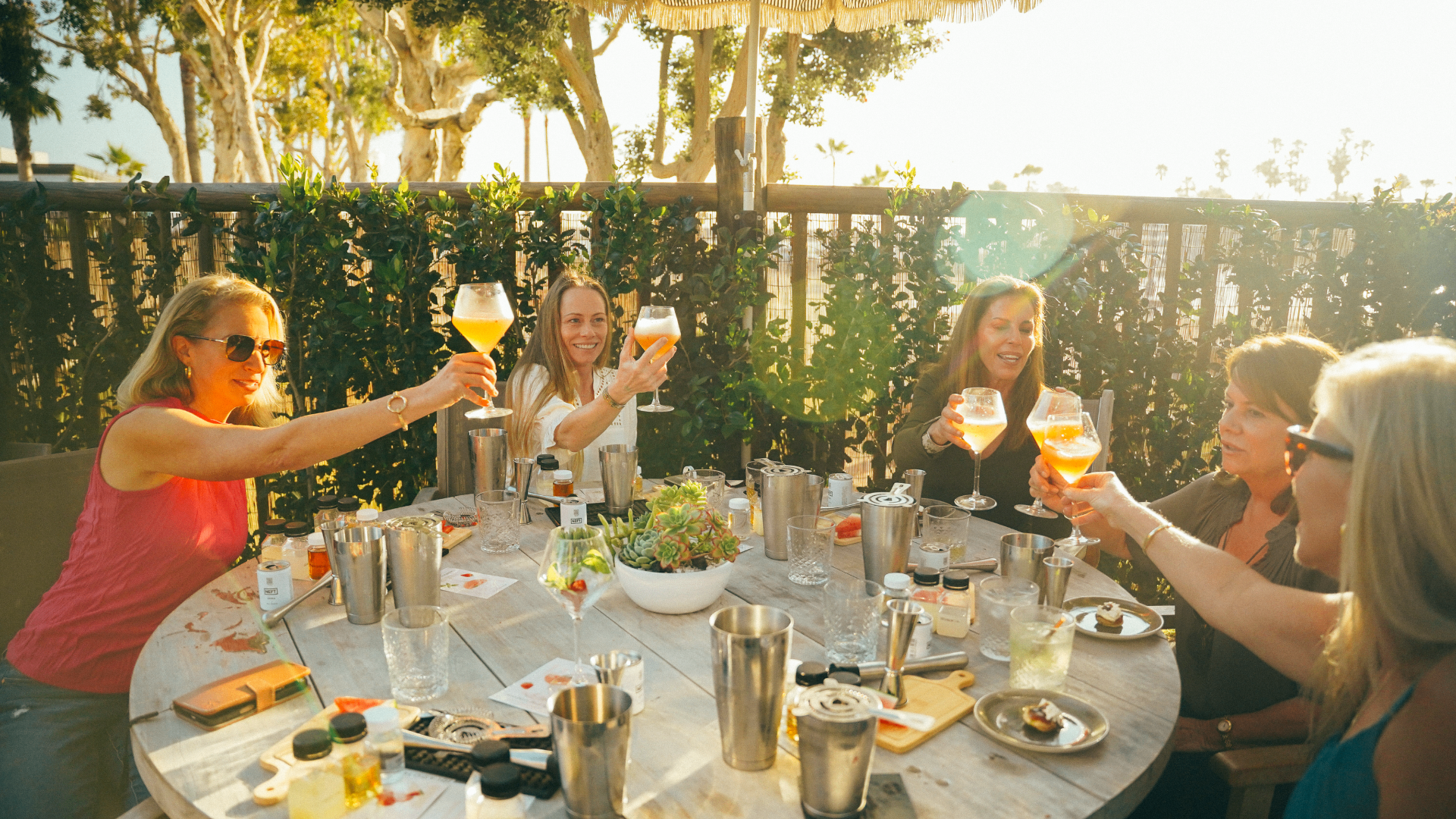 Guests toasting at California Surf Club in Redondo Beach